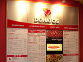 Donotos Pizza Wall Menu Display Board Manufactured for Donatos by Custom Sign Center of Columbus Ohio