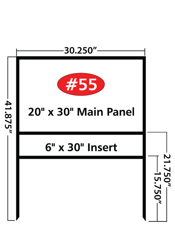 20x30 in. Main Panel with 6x30 in. Bottom Rider