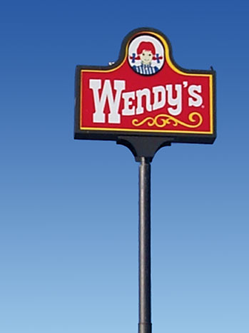 Wendys Restaurant Pylon Sign