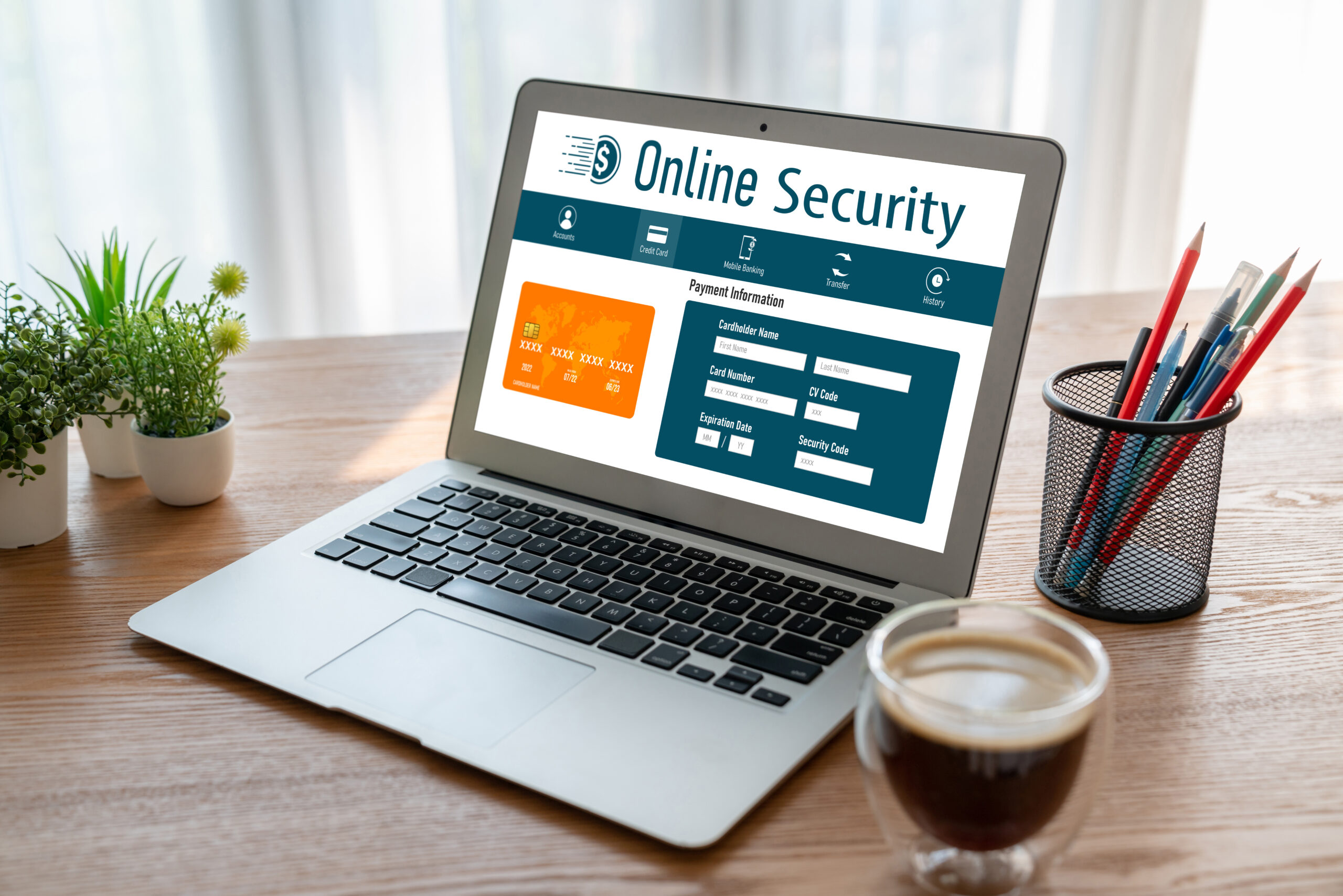 Secure online system displayed on a laptop, representing responsible handling of sensitive client information