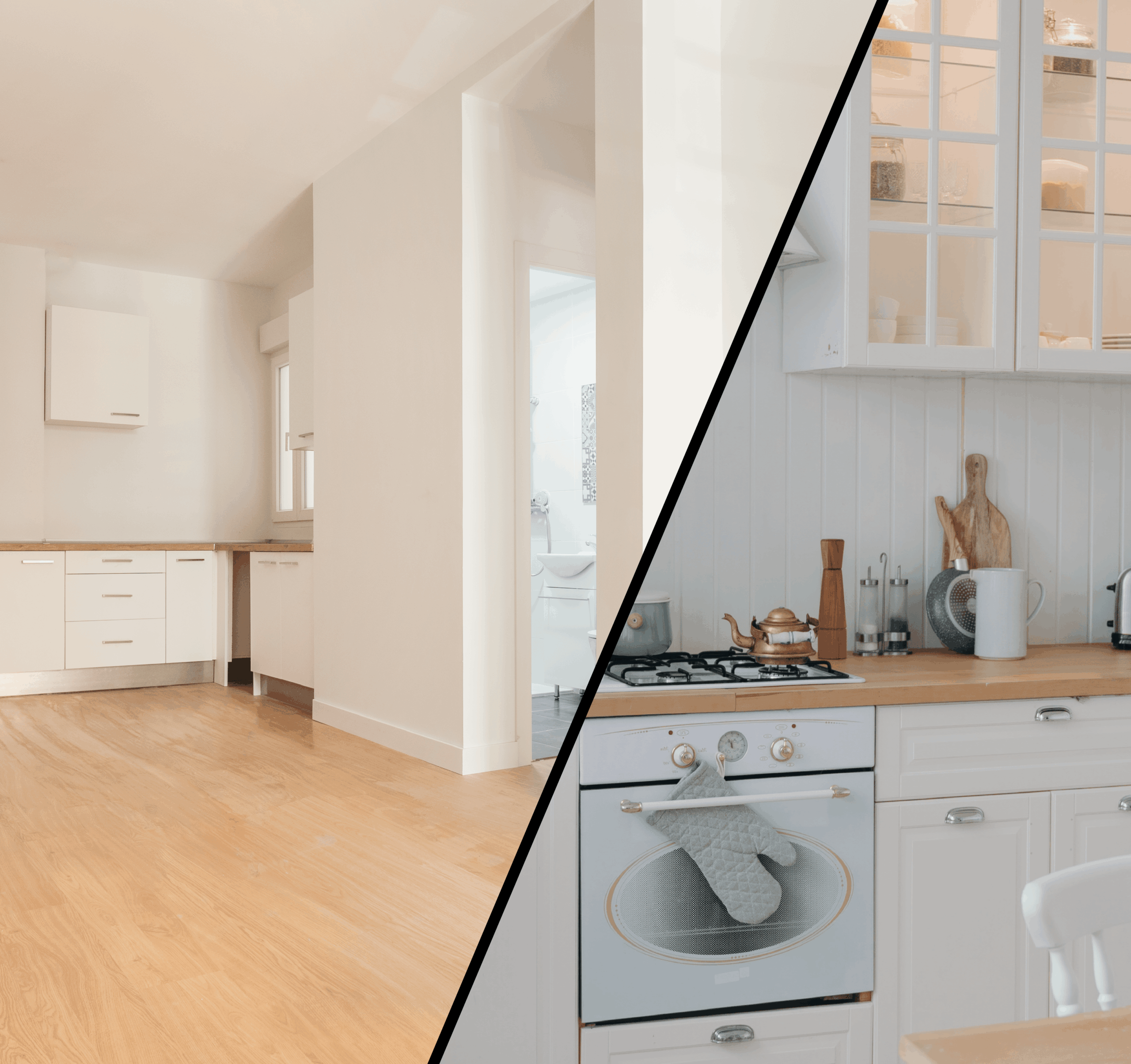 AI virtual staging example: A vacant listing transformed into a warm, inviting space using AI-powered staging tools—helping buyers visualize potential without altering the property itself.