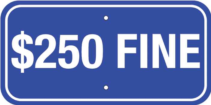 example metal parking sign reading $500 Fine